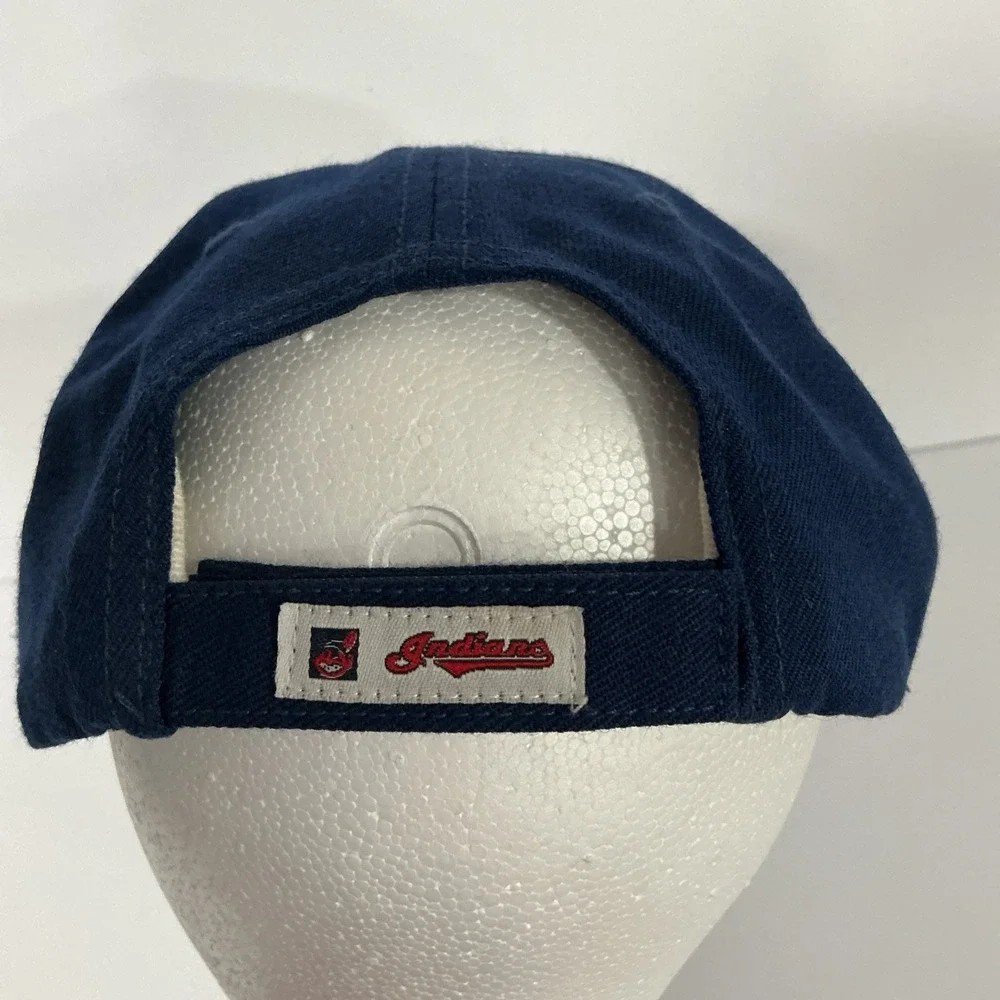 Vintage New Era Cleveland Indians Baseball Hat, Hook & Loop, Navy W/ Red Script